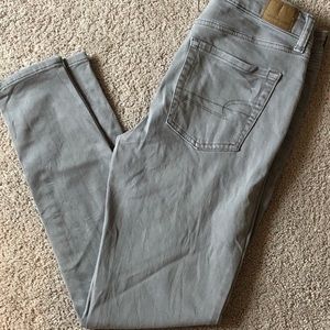 AE Gray Super Stretch Hi Rise Jeggings 8 R